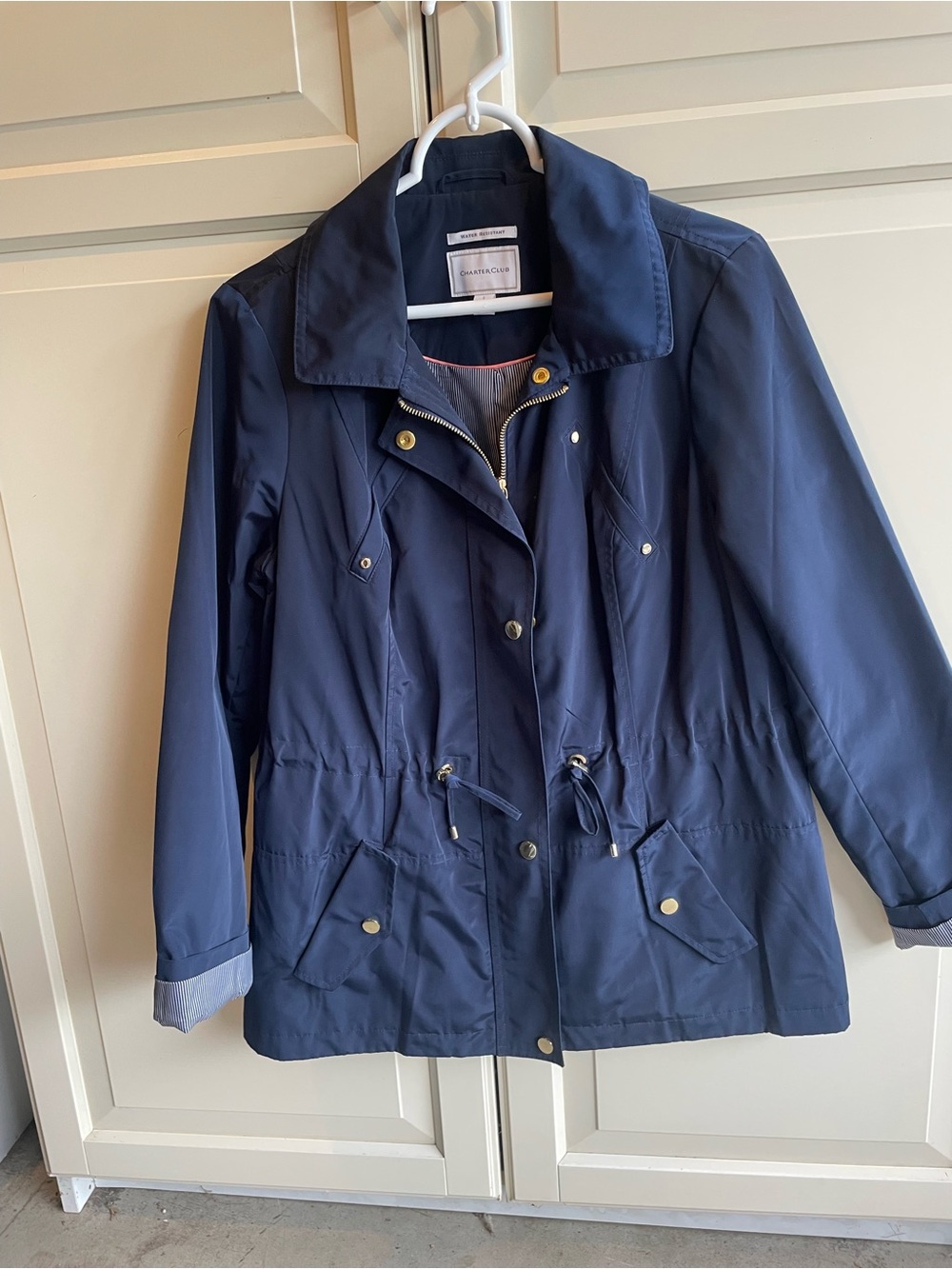 Charter Club Navy Utility Drawstring Jacket